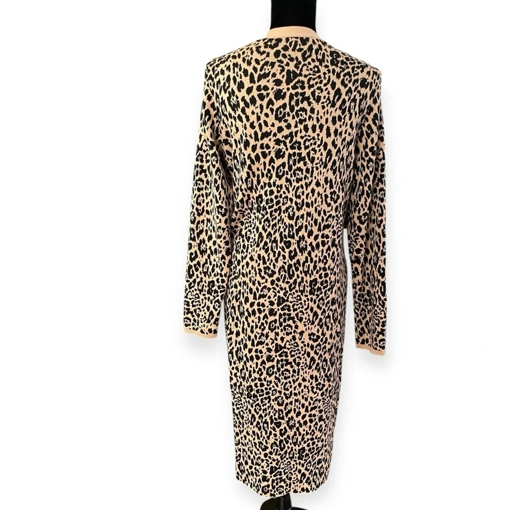 Express Open Front Cardigan Leopard Animal Print Duster Womens Large Casual cozy